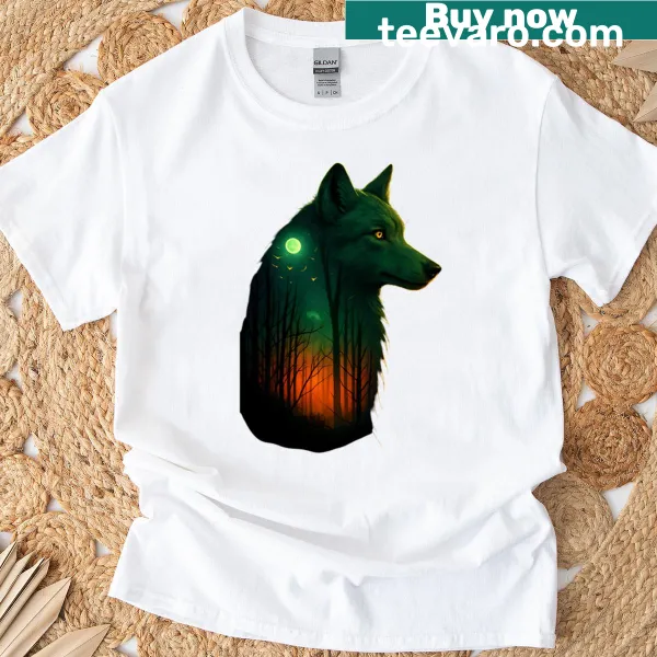 Ghostly wolf graphic design on a T-shirt