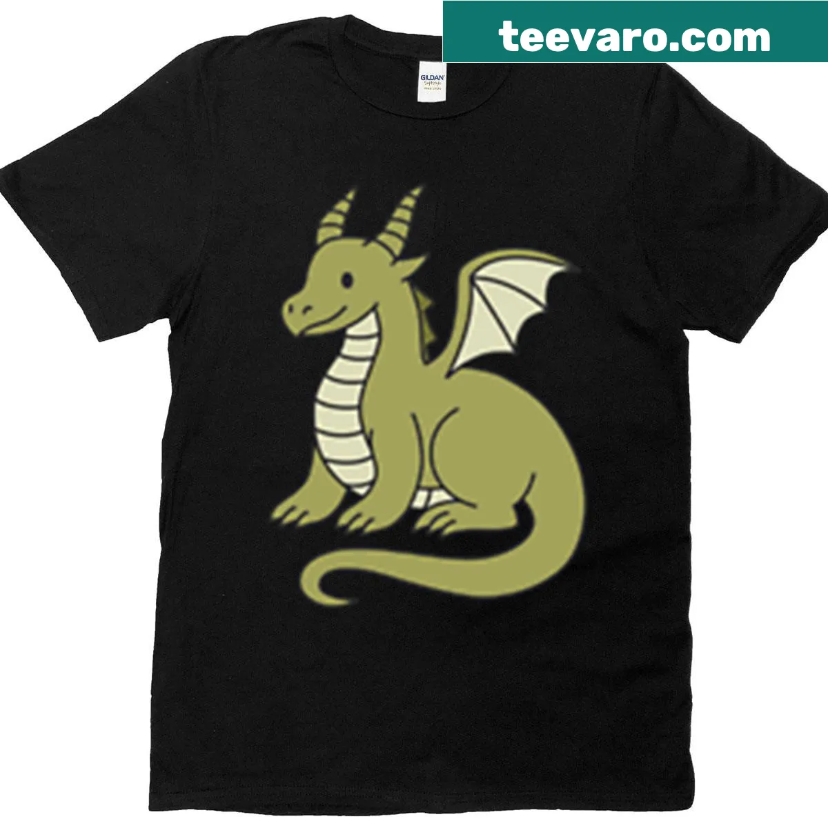 Intricate green dragon illustration on a casual T-shirt — on a men's t-shirt