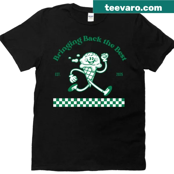 Oversized T-shirt with retro green and white ice cream graphic