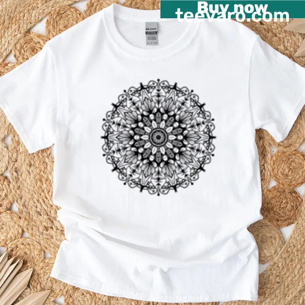 Intricate mandala design T-shirt from Book 2, symbolizing harmony