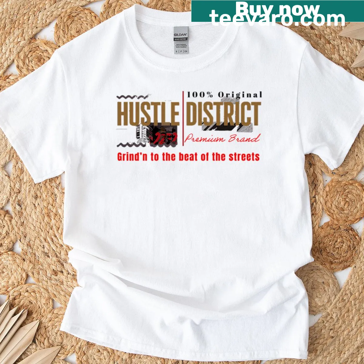 Motivational t-shirt with a design promoting hustle and ambition — on a men's t-shirt