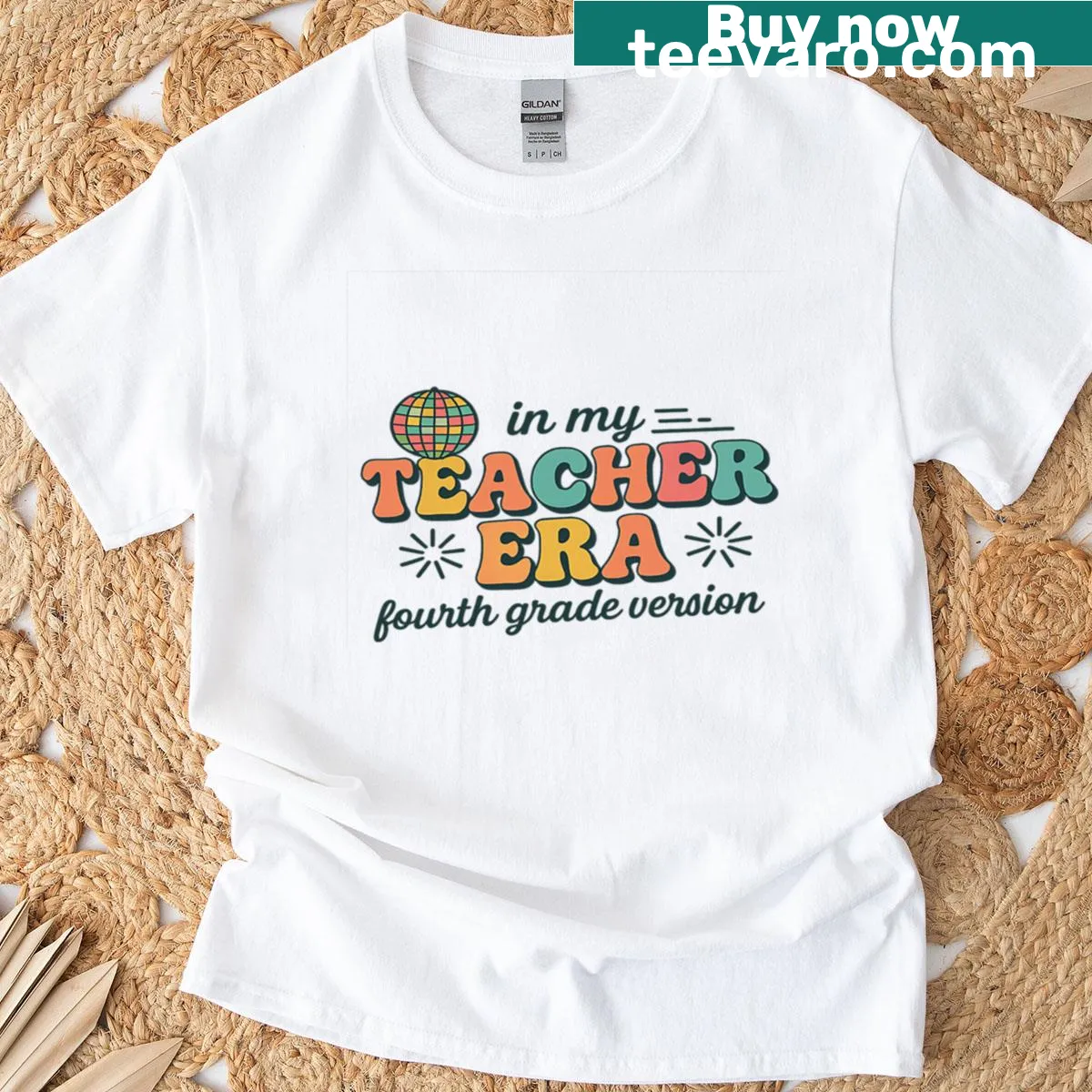 Charming t-shirt with 'In My Teacher Era' text design — on a men's t-shirt