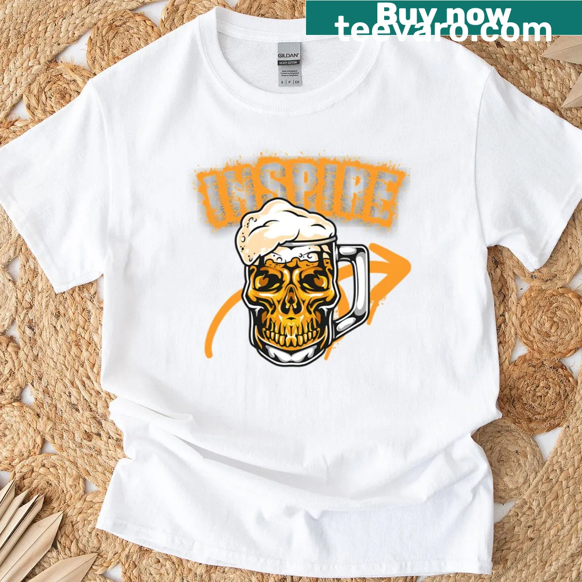 Oversized t-shirt with a skull graphic and inspirational text — on a men's t-shirt
