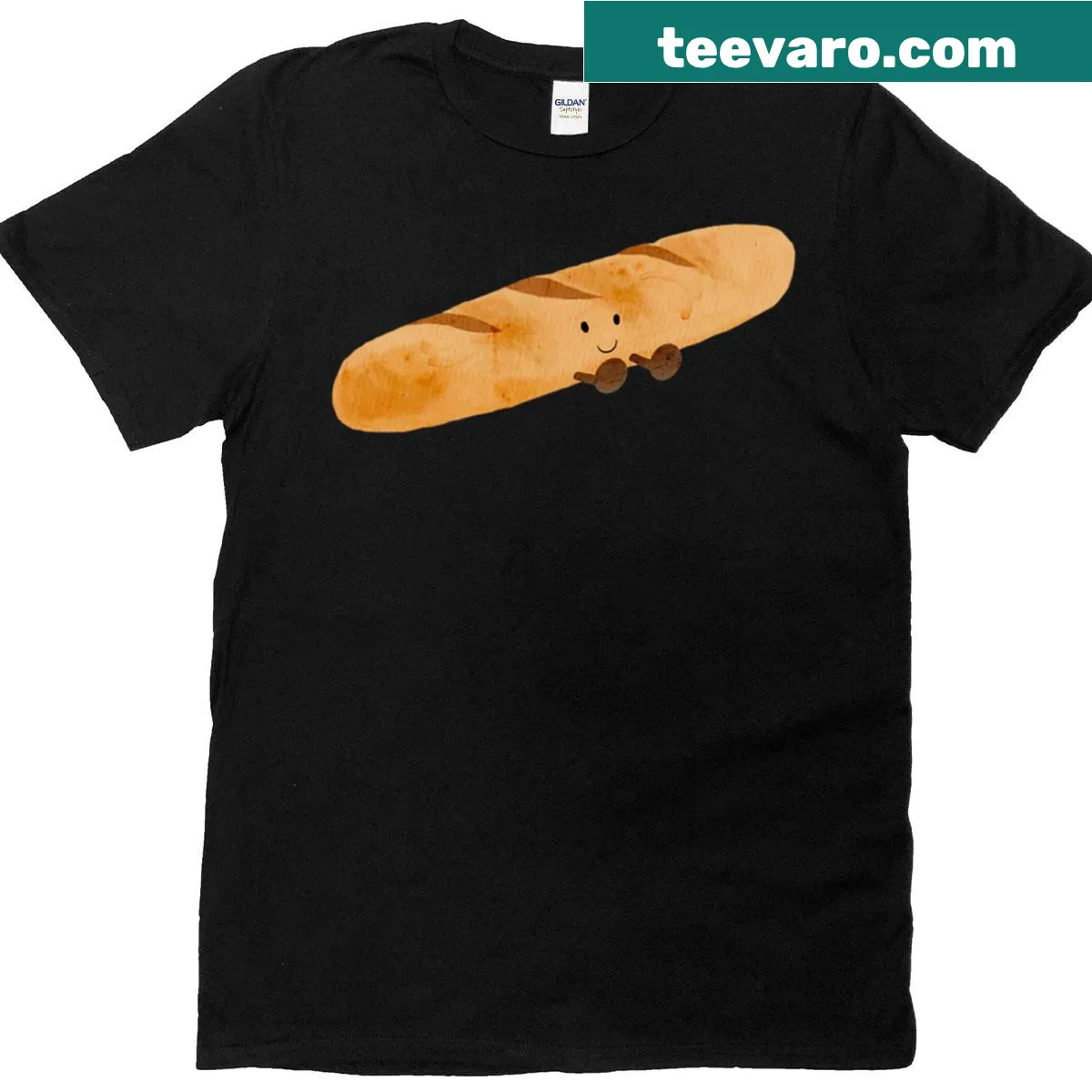 Watercolor baguette graphic on a Jellycat t-shirt — on a men's t-shirt