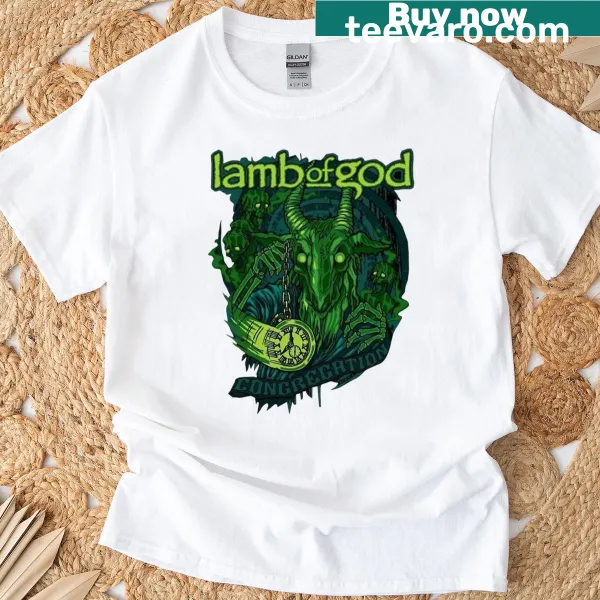 T-shirt featuring bold typography of Lamb Of God band name