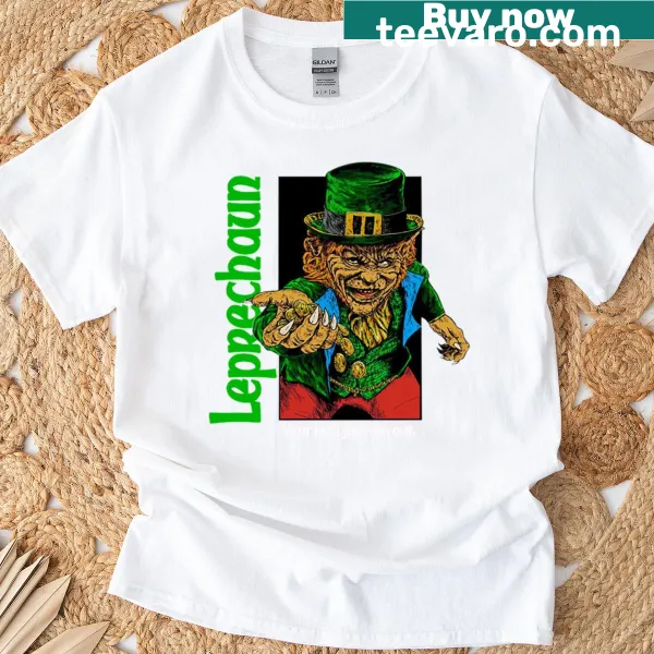 Playful T-shirt featuring a whimsical leprechaun graphic.