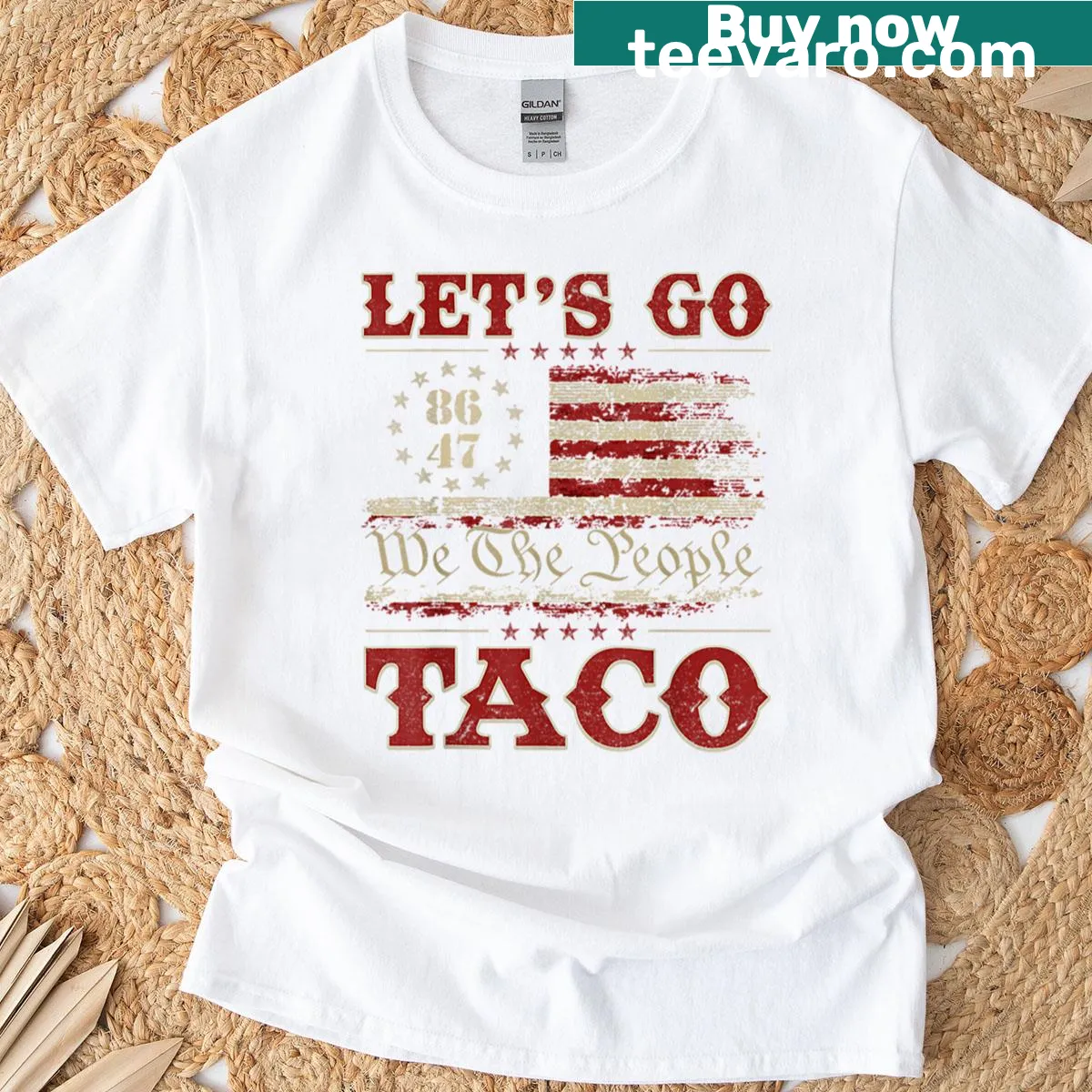 Funny taco-themed T-shirt with retro typography — on a men's t-shirt