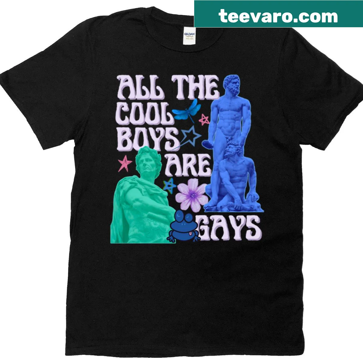 Text design stating 'All The Cool Boys Are Gays' on a T-shirt — on a men's t-shirt