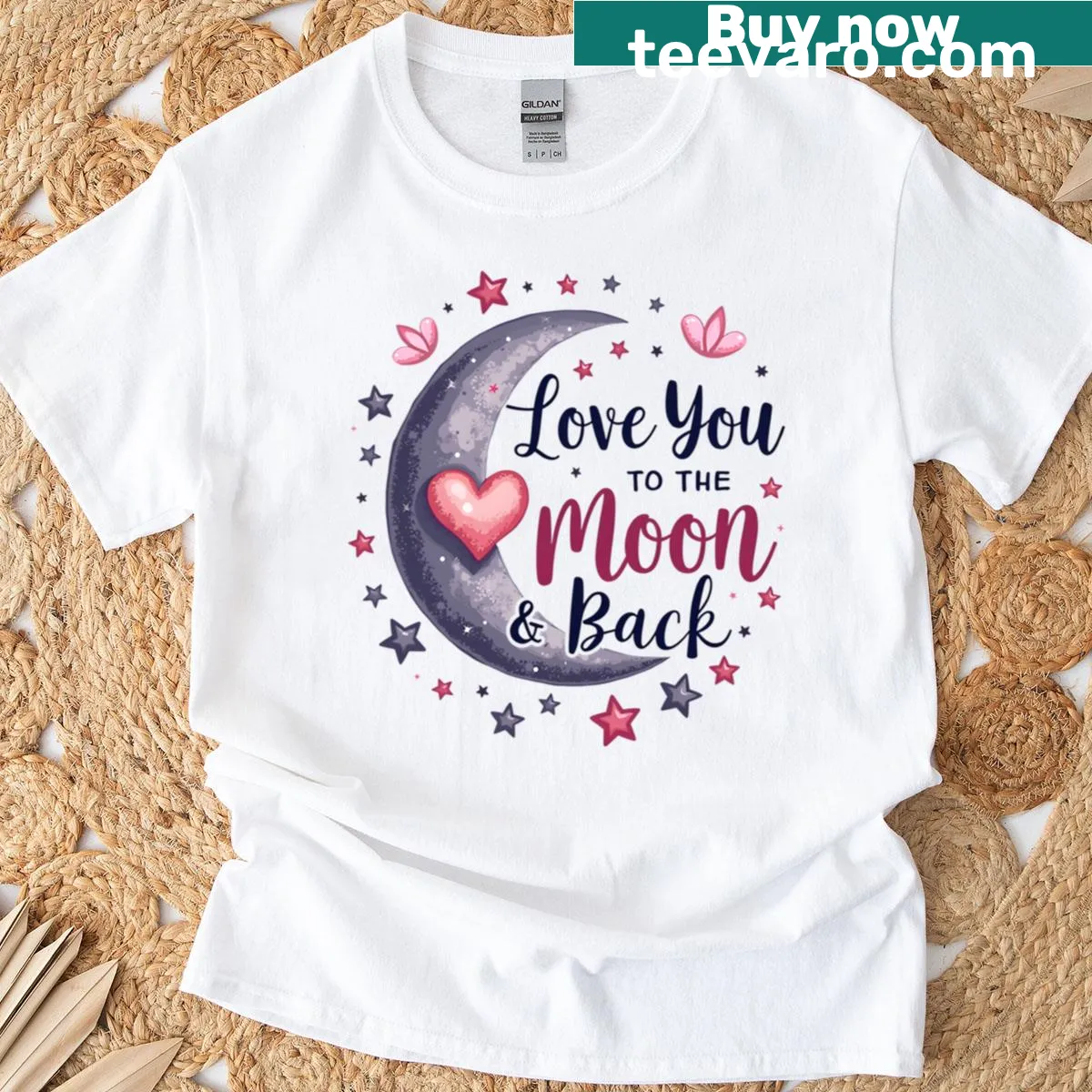 T-shirt with the phrase 'Love You To The Moon And Back' in a typographical design — on a men's t-shirt