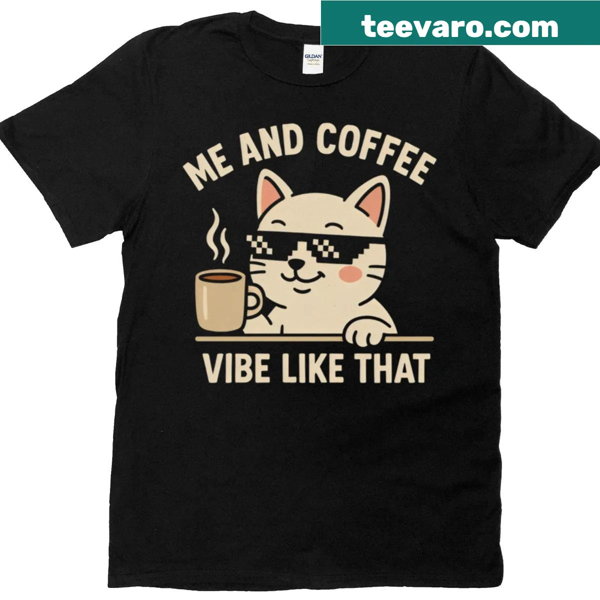 T-shirt celebrating the joyful connection between coffee lovers and their brew. — on a men's t-shirt