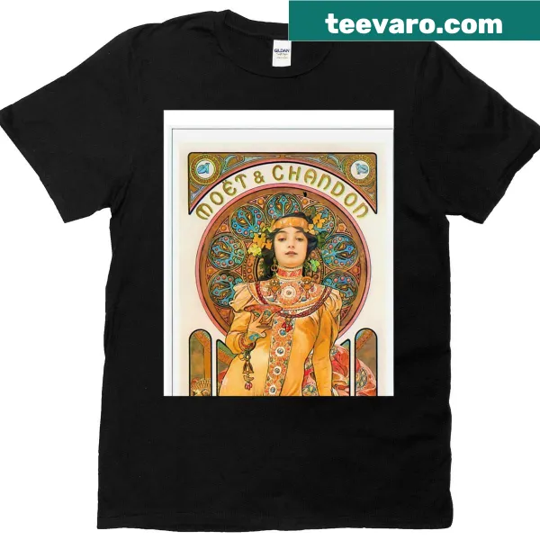 Whimsical graphic T-shirt featuring Mot Chandon Grand Crmant design