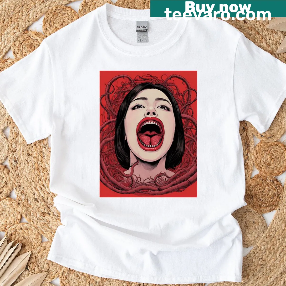 Oversized Mouth t-shirt with playful graphic design — on a men's t-shirt