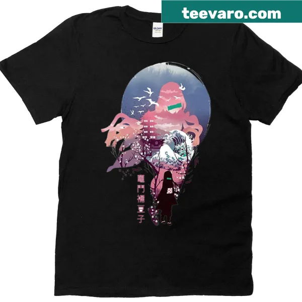 Illustration T-shirt featuring Nezuko Kamado from anime