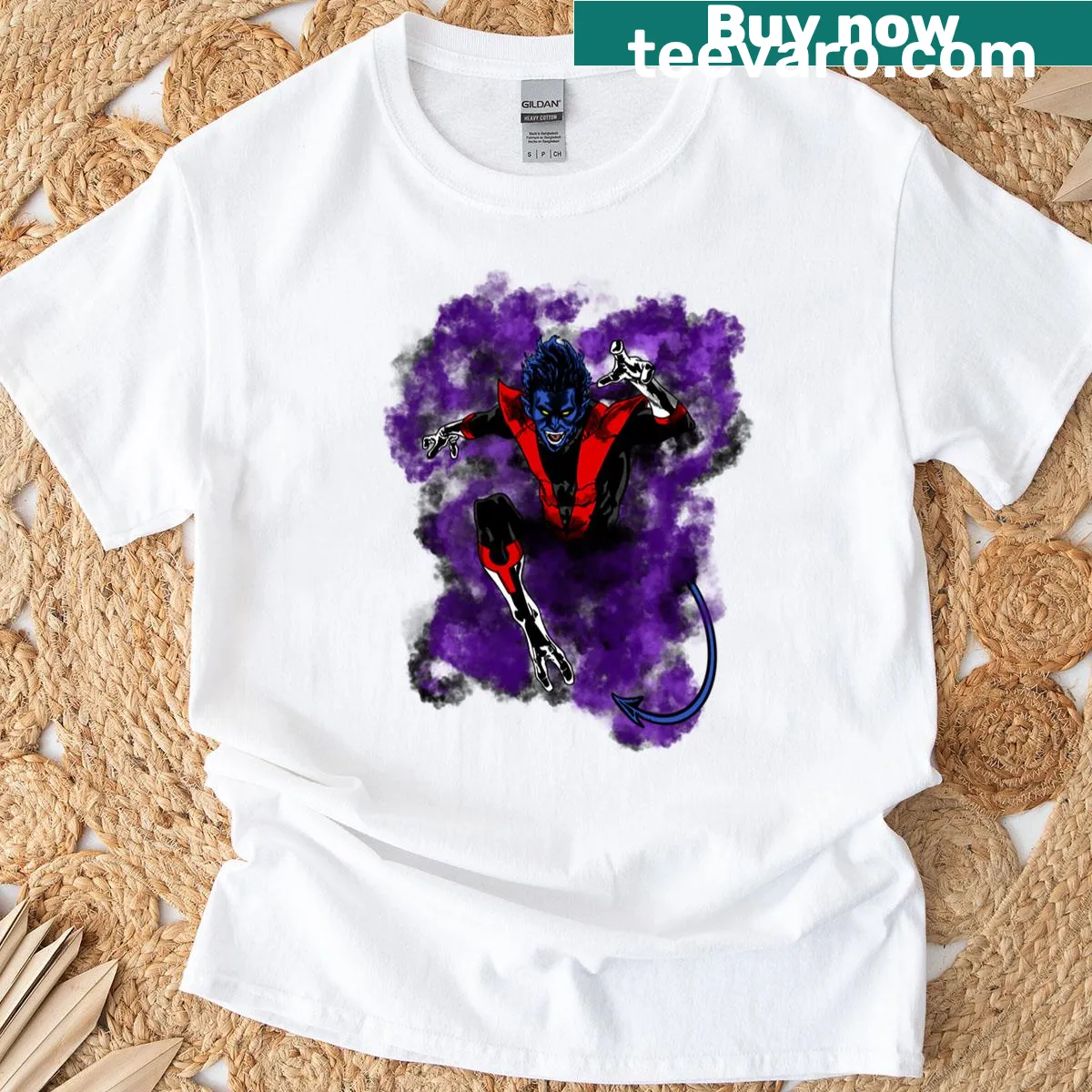 Nightcrawler themed T-shirt with playful design — on a men's t-shirt