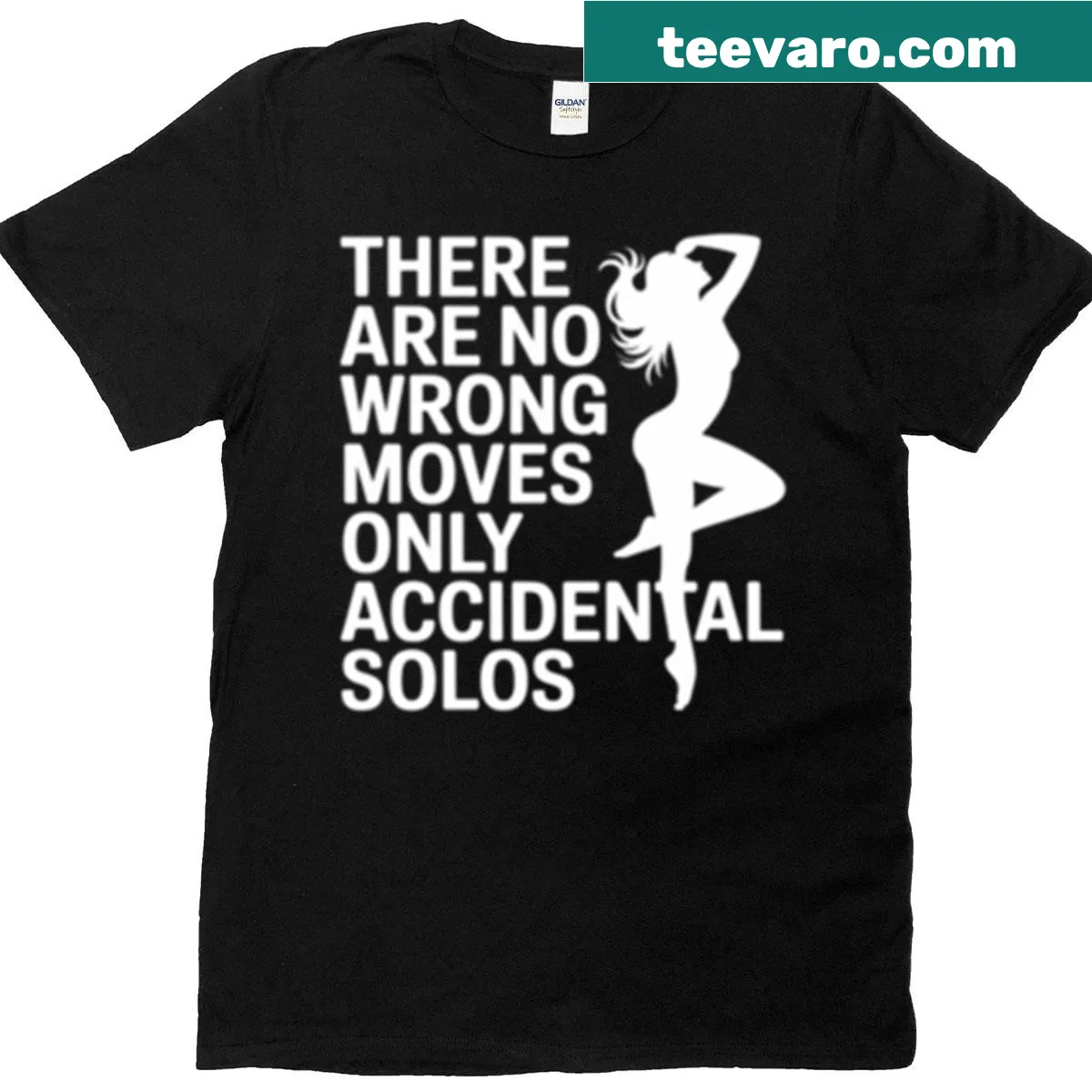 Funny dancer t-shirt with the phrase 'No Wrong Moves Only Accidental Solos' — on a men's t-shirt