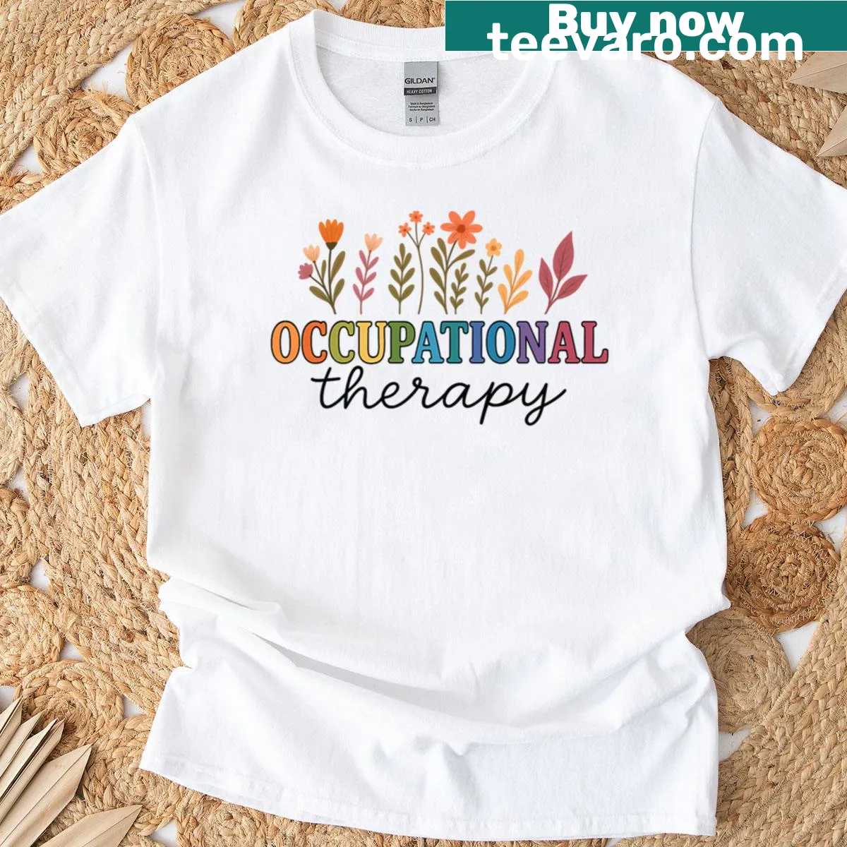 Design featuring wildflowers and therapy themes on a t-shirt — on a men's t-shirt