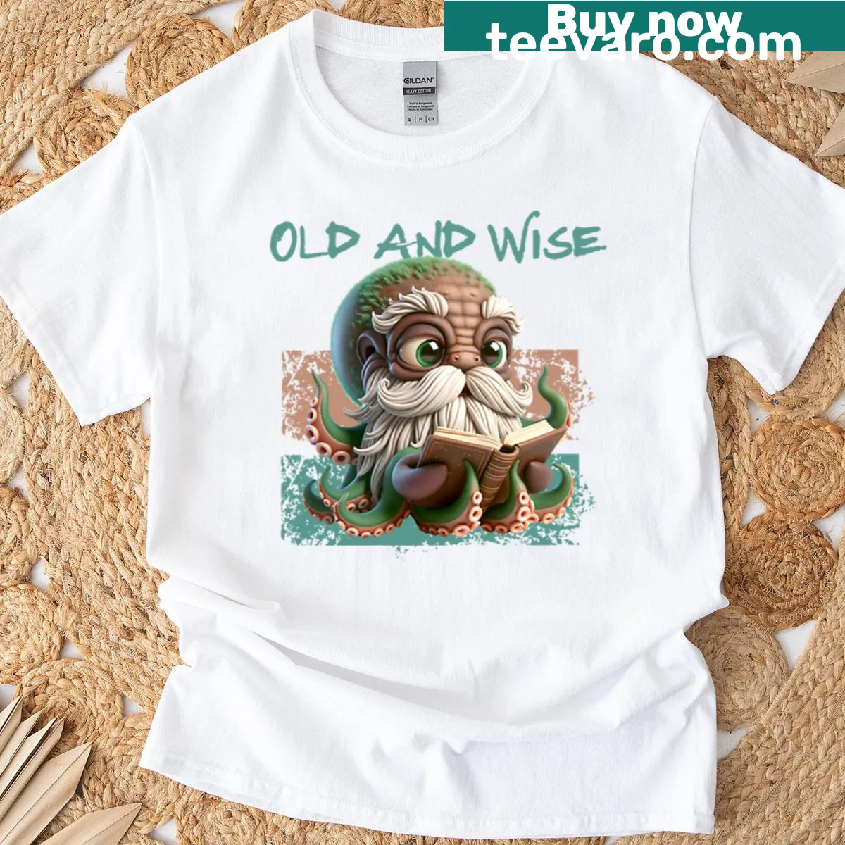 T-shirt with playful typography saying Old And Wise — on a men's t-shirt