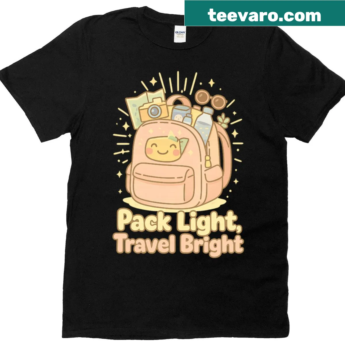 Inspirational travel-themed t-shirt with minimalist message — on a men's t-shirt