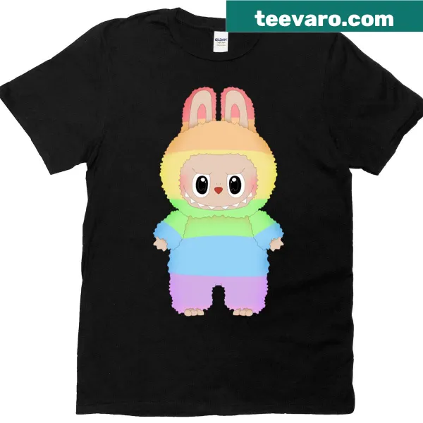 Labubu sticker design T-shirt celebrating pastel pride