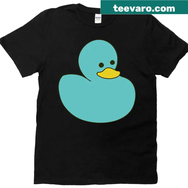 Cartoon T-shirt featuring a playful blue duck design.