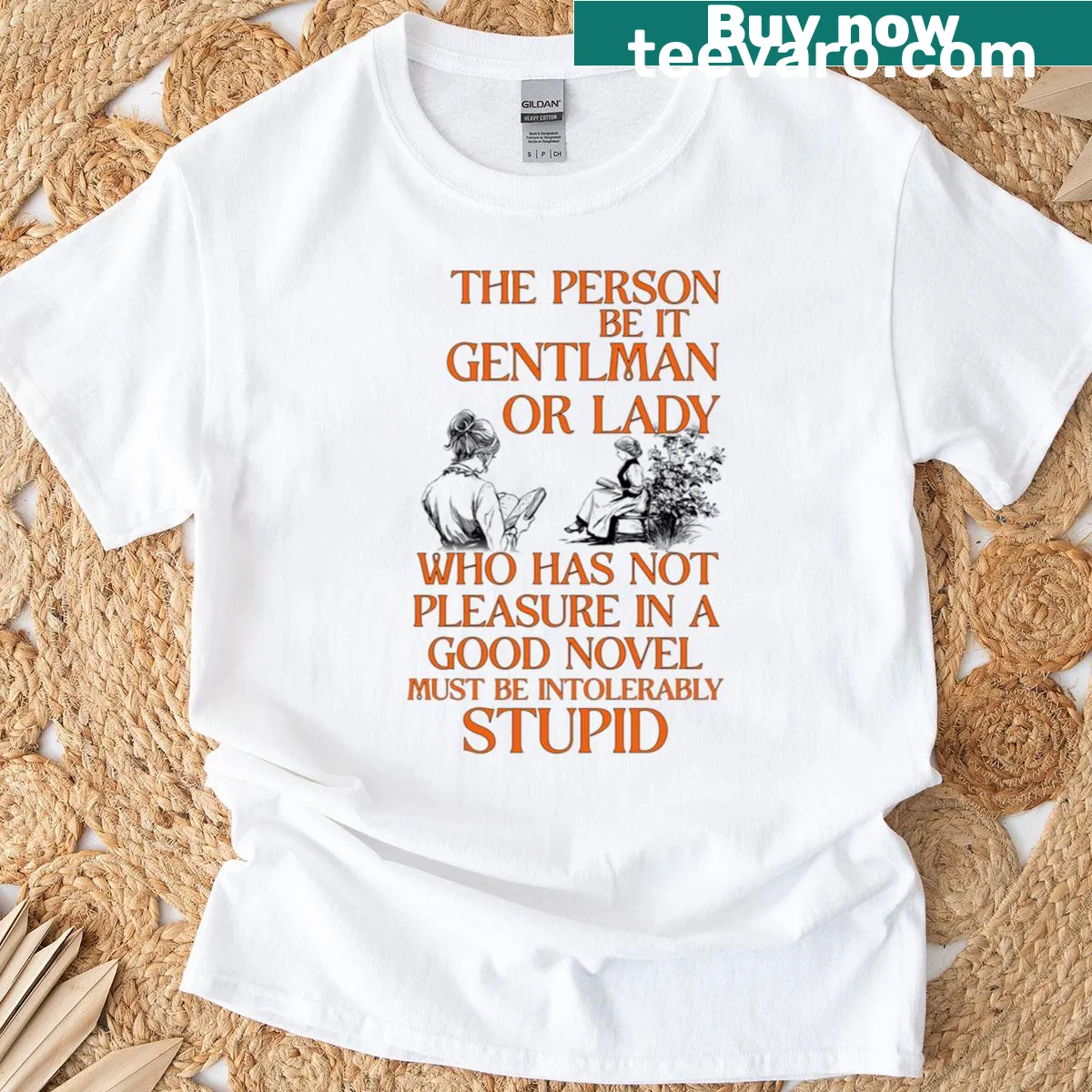 T-shirt with typographic design celebrating a love for reading. — on a men's t-shirt