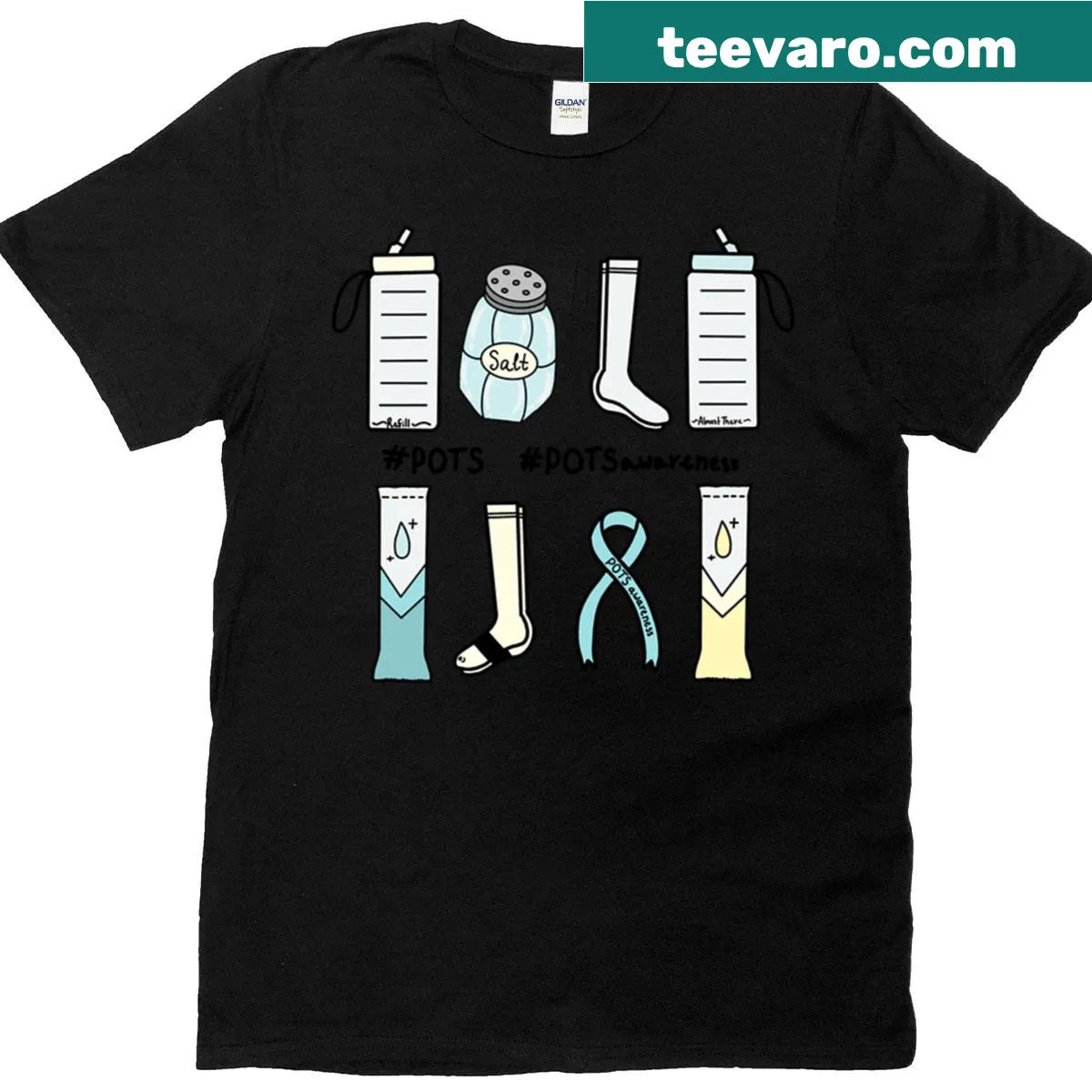 Pots Syndrome awareness graphic T-shirt — on a men's t-shirt