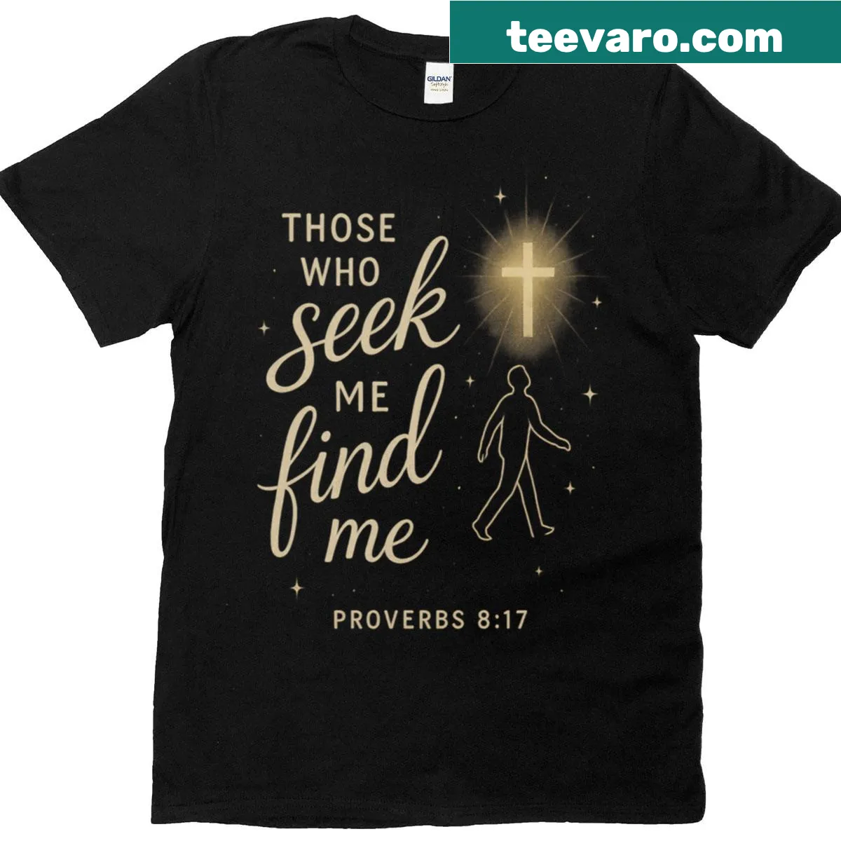 T-shirt featuring Proverbs 817 inspirational bible verse — on a men's t-shirt