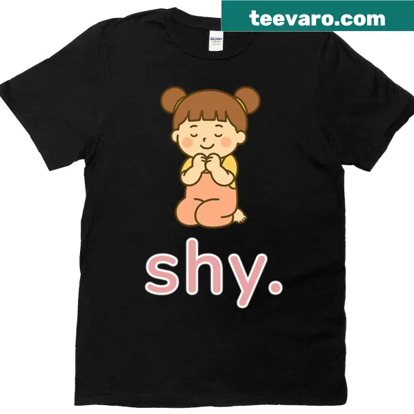Chibi girl with a bashful pose on an oversized t-shirt