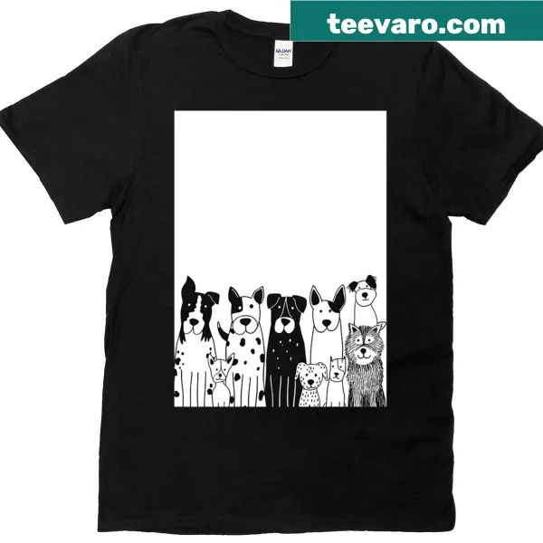 Minimalist line-art t-shirt featuring serene dog illustrations