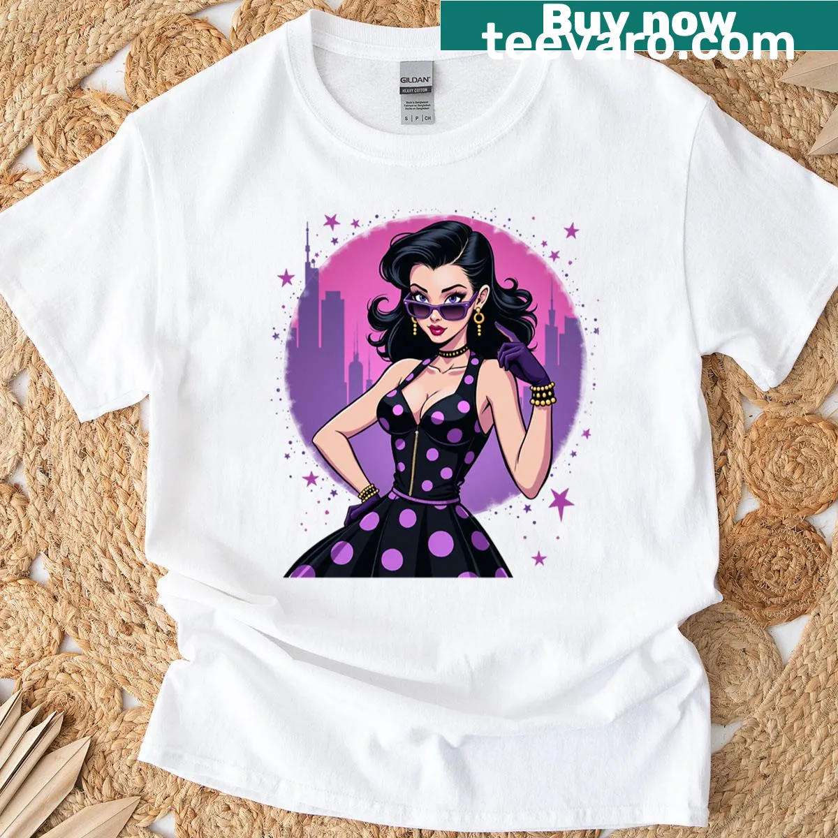 Vintage-inspired graphic t-shirt celebrating rockabilly culture for women. — on a men's t-shirt