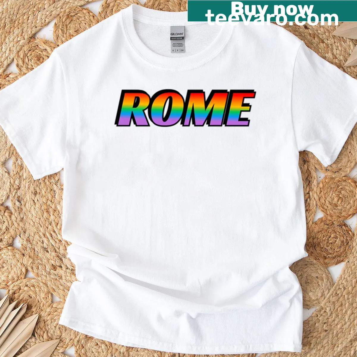 Boxy t-shirt celebrating LGBTQ+ pride with a supportive message — on a men's t-shirt
