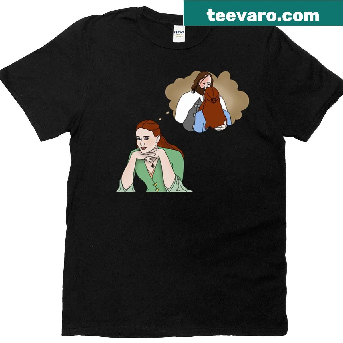 Oversized t-shirt with the phrase 'Sansa Is A Sansan Shipper' — on a men's t-shirt