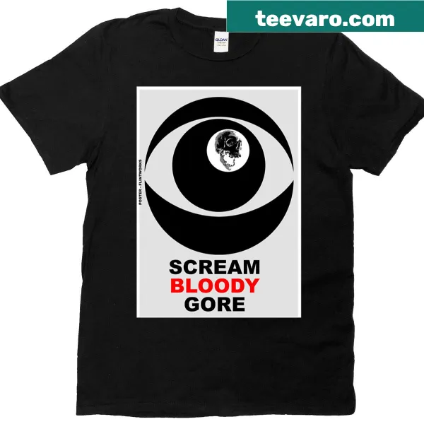 Oversized horror-themed t-shirt with classic slasher film graphics