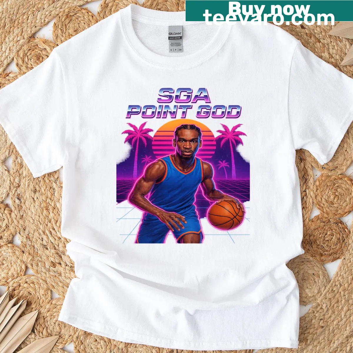 T-shirt with bold typography celebrating basketball and Point Gods — on a men's t-shirt
