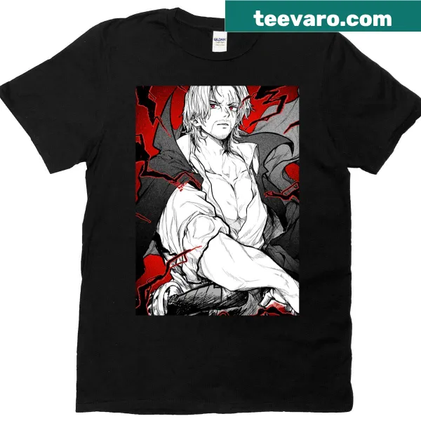 Illustration of Shanks from pirate lore on a t-shirt