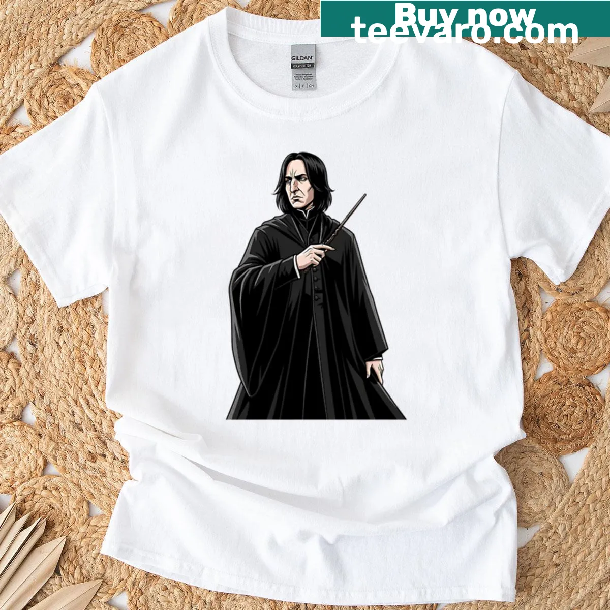 Oversized T-shirt featuring Snape In Silence graphic — on a men's t-shirt