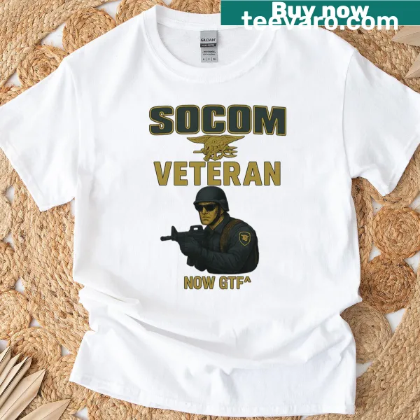Oversized SOCOM Veteran graphic tee with bold lettering