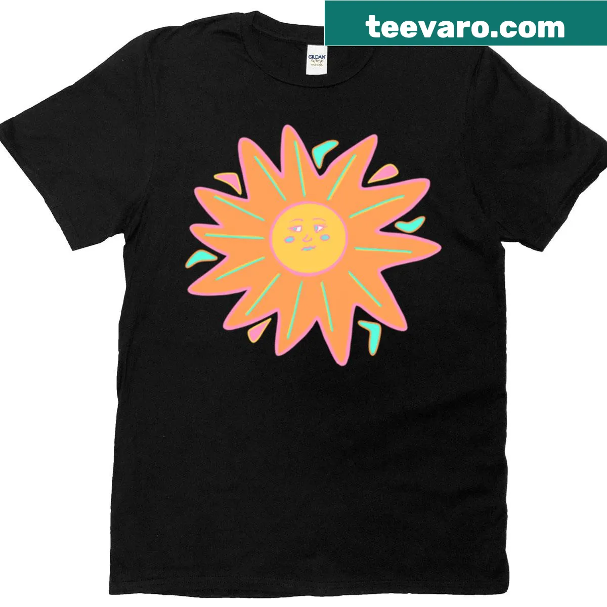 Minimalist t-shirt featuring a sleek sun graphic with the word Sol — on a men's t-shirt