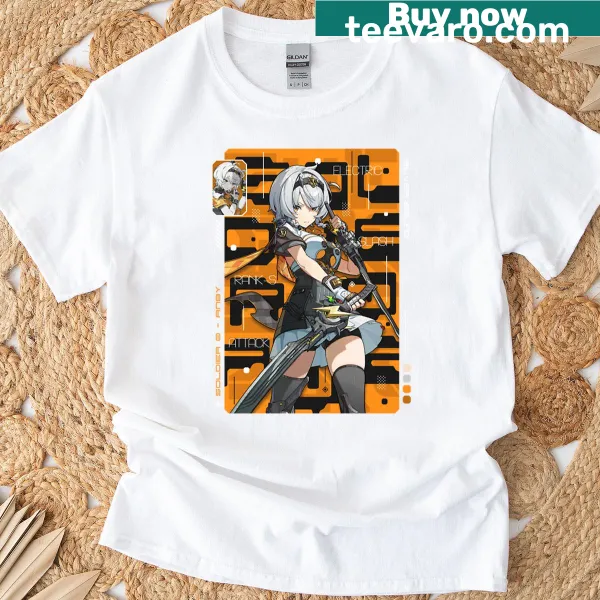 Gaming-themed T-shirt featuring Soldier 0 Anby from Zenless Zone Zero