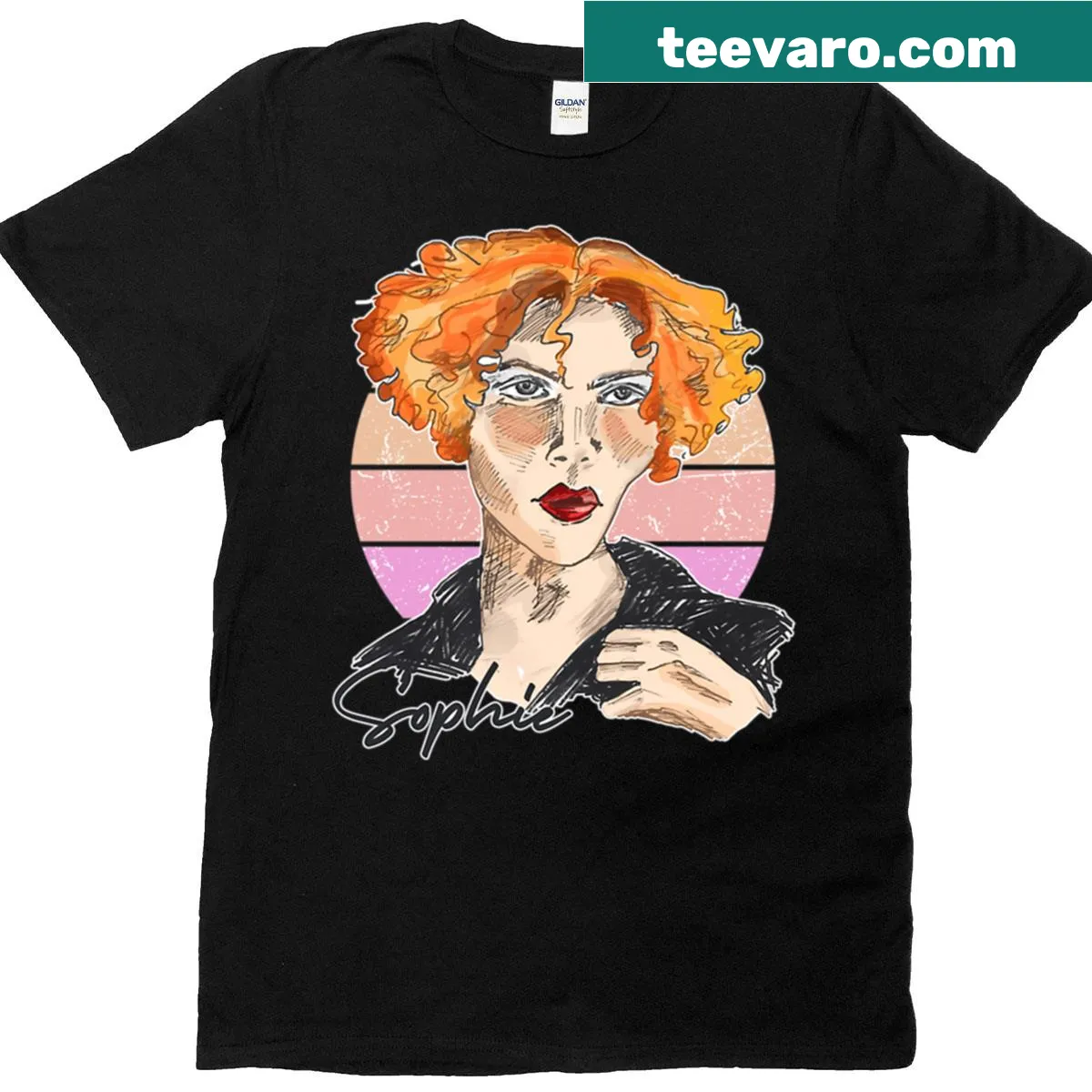 Retro sketch art t-shirt featuring the name Sophie Xeon in a creative design — on a men's t-shirt