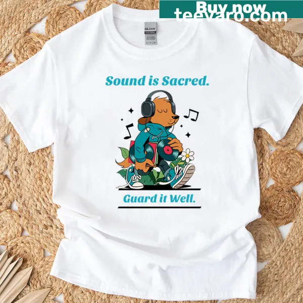 Oversized Sound Is Sacred graphic tee with bold lettering
