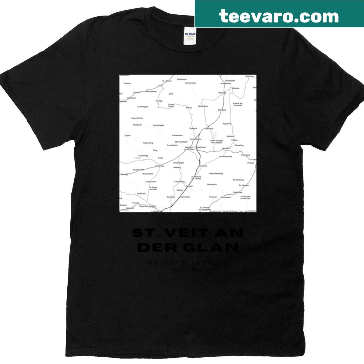 Minimalist map art of St Veit An Der Glan on a T-shirt — on a men's t-shirt
