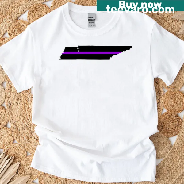 Tennessee Thin Purple Line t-shirt with a state outline and thin purple line