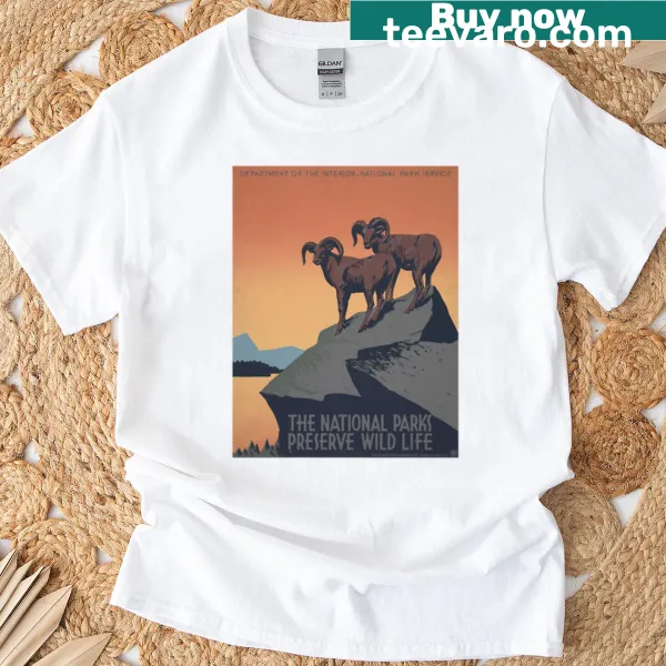 T-shirt featuring a graphic celebrating national parks and wildlife preservation