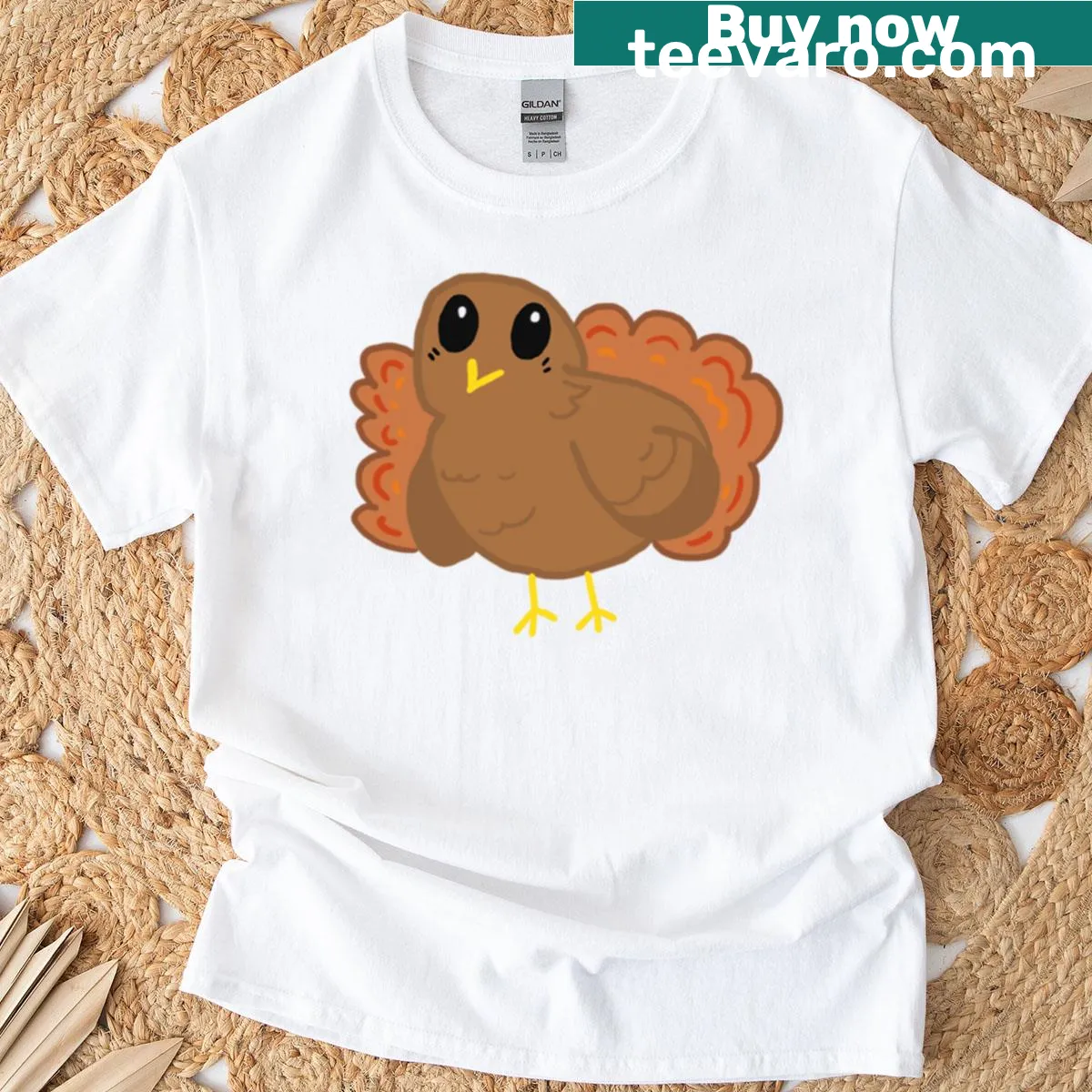 Oversized vintage-style t-shirt featuring a turkey graphic — on a men's t-shirt