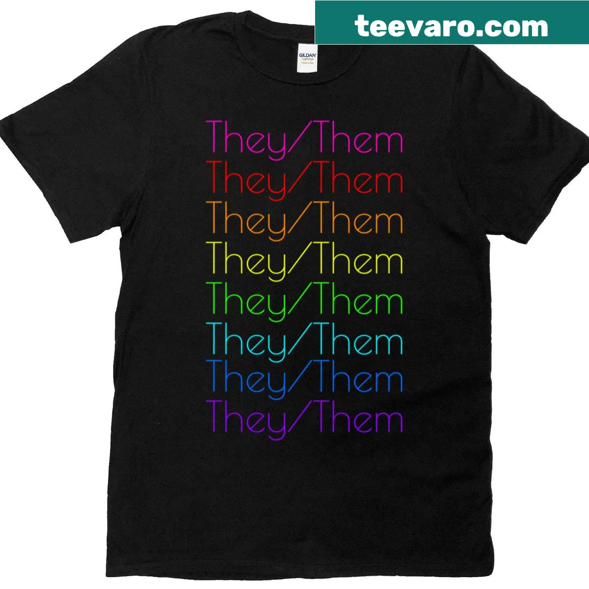 Inclusivity T-shirt featuring the phrase 'They/Them Pronouns' — on a men's t-shirt