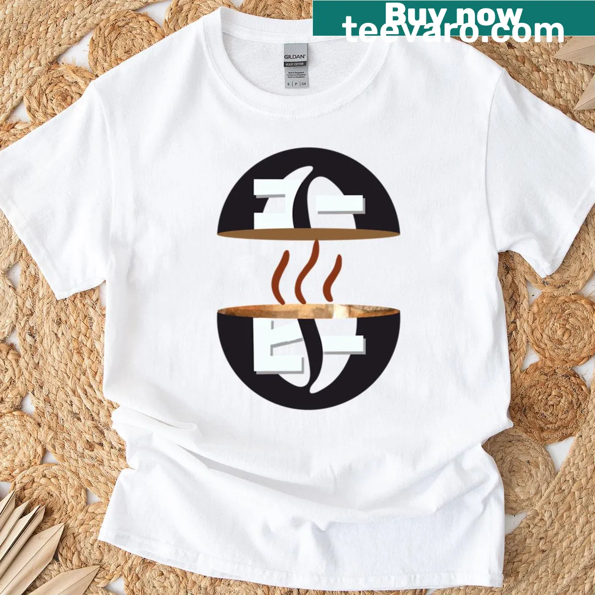 Oversized T-shirt with Tullys Coffee Bean in white Japanese font — on a men's t-shirt