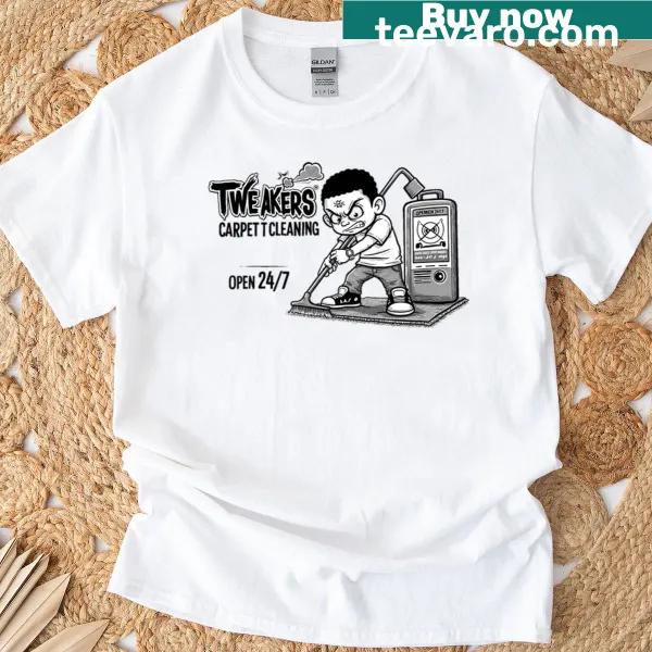 Humorous text design on a carpet cleaning themed t-shirt