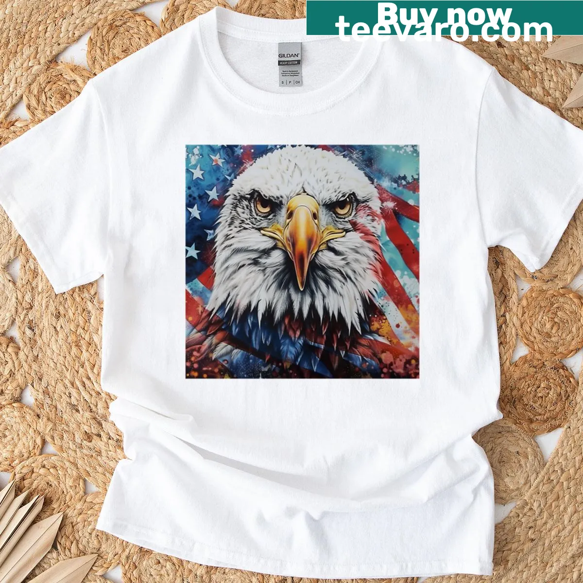 Illustration of an American eagle on a T-shirt — on a men's t-shirt