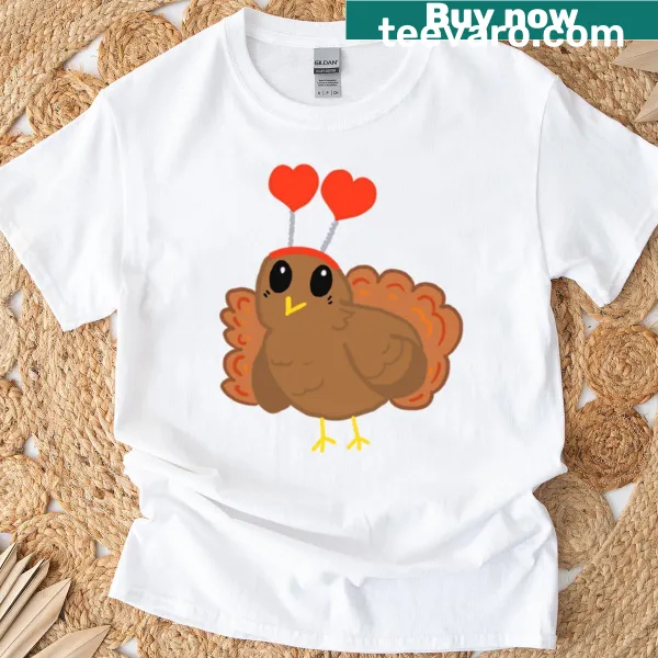 Cute turkey graphic with hearts for Valentine's Day